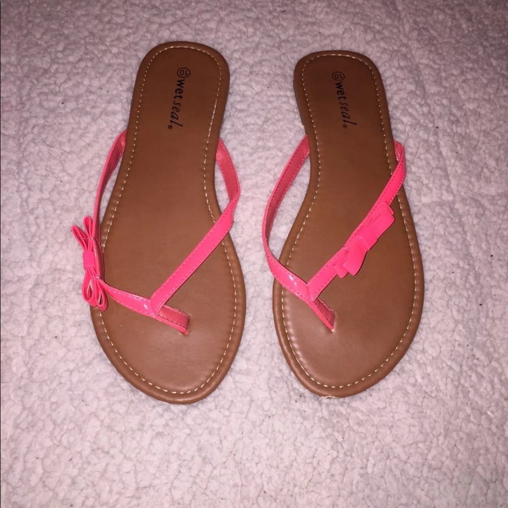 Pink and tan sandals